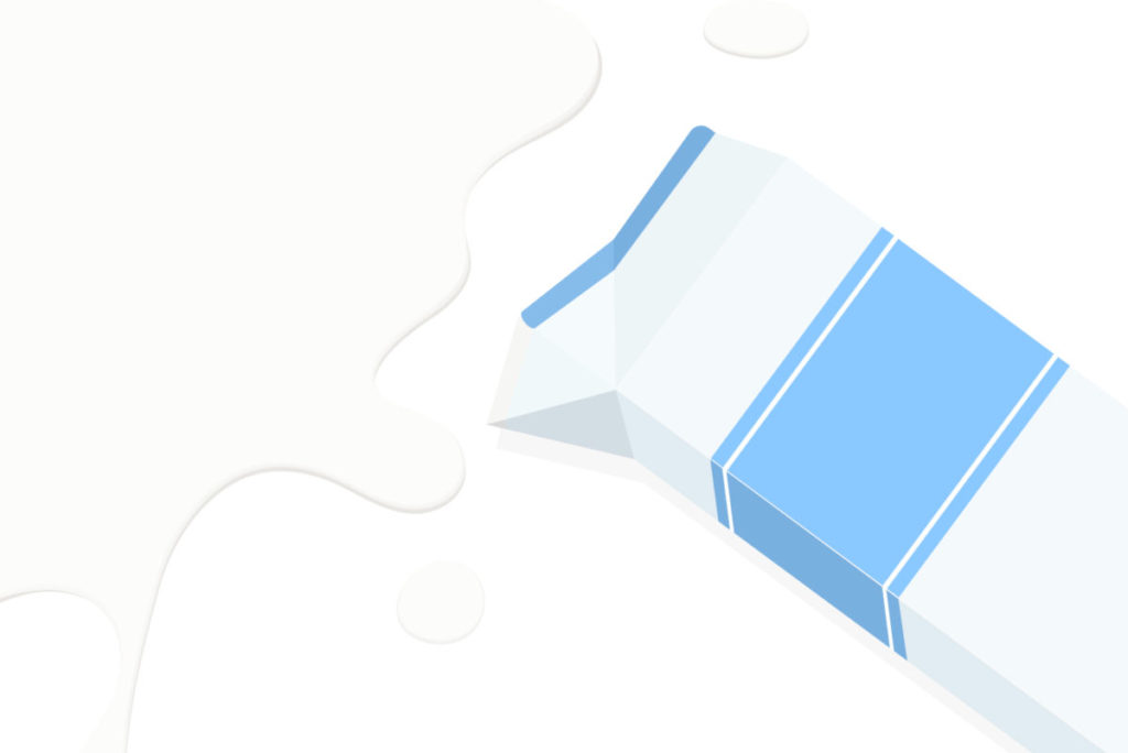 こぼれた牛乳のイラスト